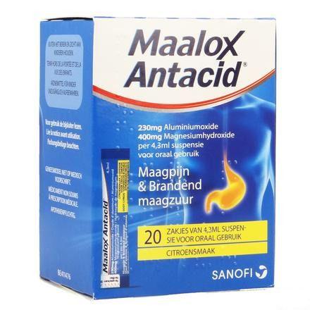 Maalox Antacid Lemon 230 mg/400 mg Suspension Or. 20x4,3 ml