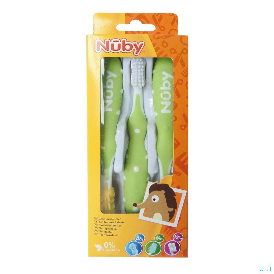 Nuby Tandenborstelset 3 Stuks 3m +   -  New Valmar