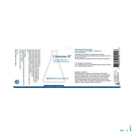 Biotics Cytozyme-H 60 tabletten  -  Energetica Natura