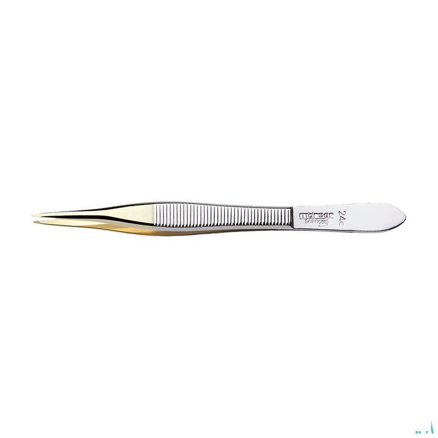 Morser Pincet, Naald Punt, Verguld Nr 24c  -  Eureka Pharma