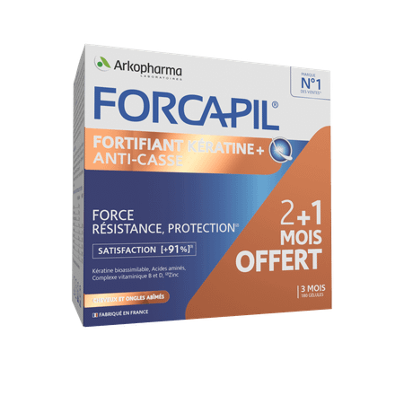 Forcapil Keratine+ Lot Caps 180  -  Arkopharma