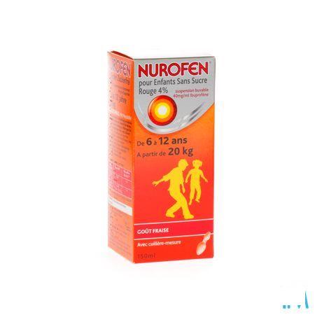 Nurofen Kind Suikervrij 4% Aardbei Orale Suspensie 150 ml