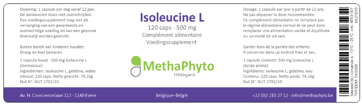 Isoleucine L 500 mg 120 Capsule Hildegard  -  Methaphyto