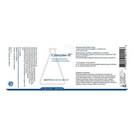 Biotics Cytozyme-H 60 tabletten  -  Energetica Natura