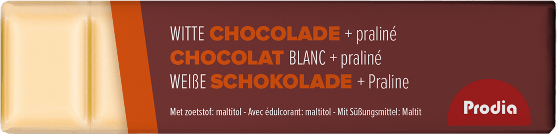Prodia Reep Chocolade Wit Praline 20x35 gr  -  Revogan