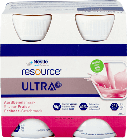 Resource Ultra+ Aardbeiensmaak 4X125 ml