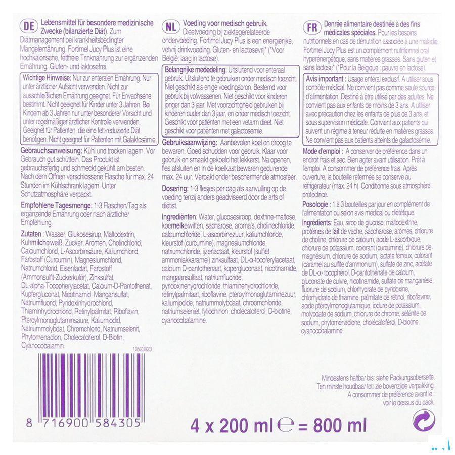 Fortimel Jucy Plus Peer Vlierbloes. 4 x 200 ml 185088