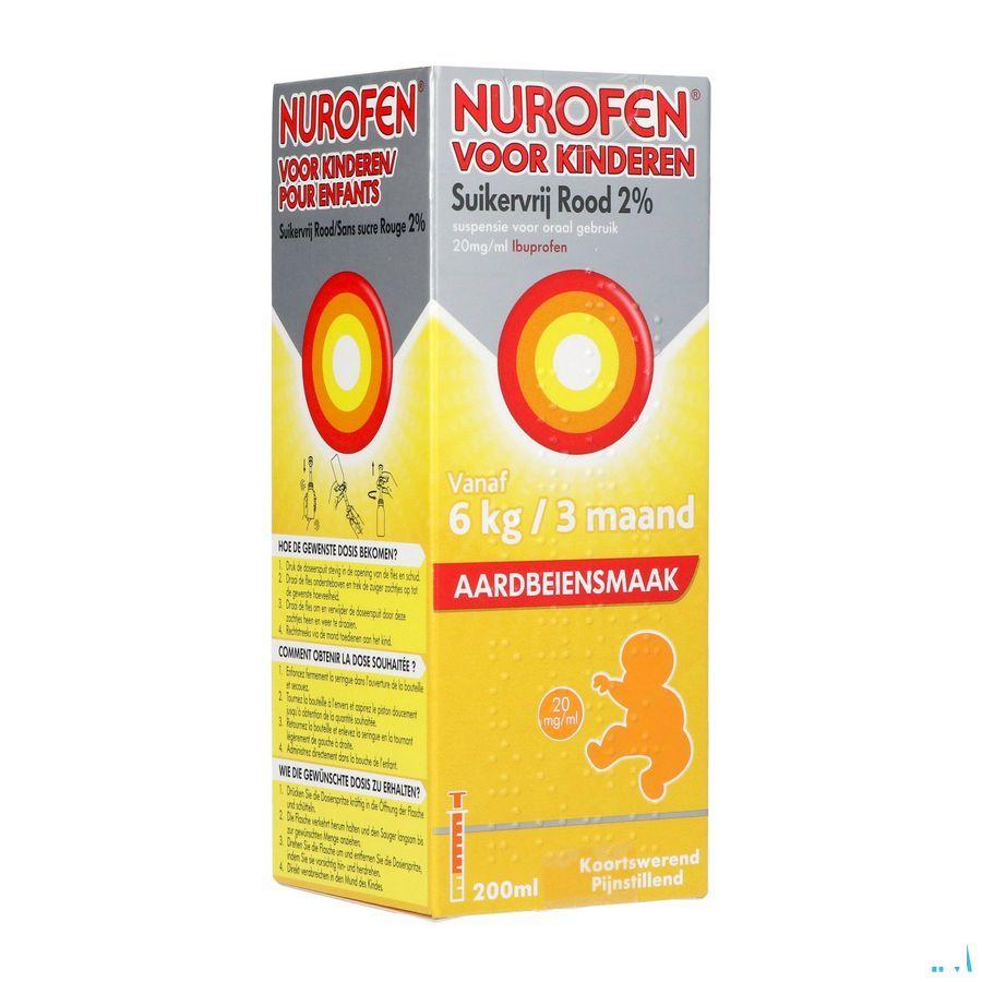 Nurofen Enfant Fraise Suspension Sans Sucre 2% 200 ml