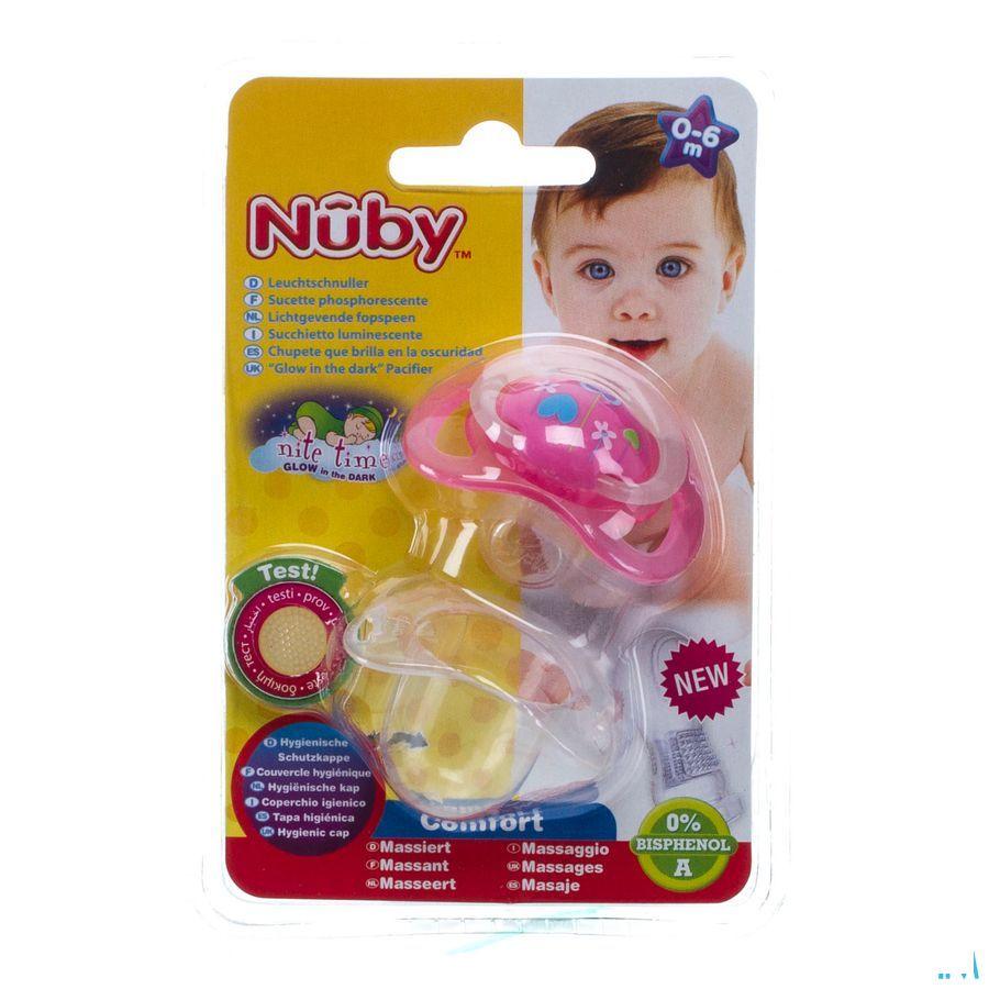 Nuby C Fopspeen Polyprop. Ortho Lichtgevend 0-6m  -  New Valmar