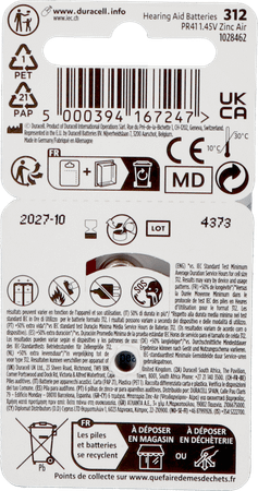 Duracell Easytab Hoorbatterij Da312 6 Bruin