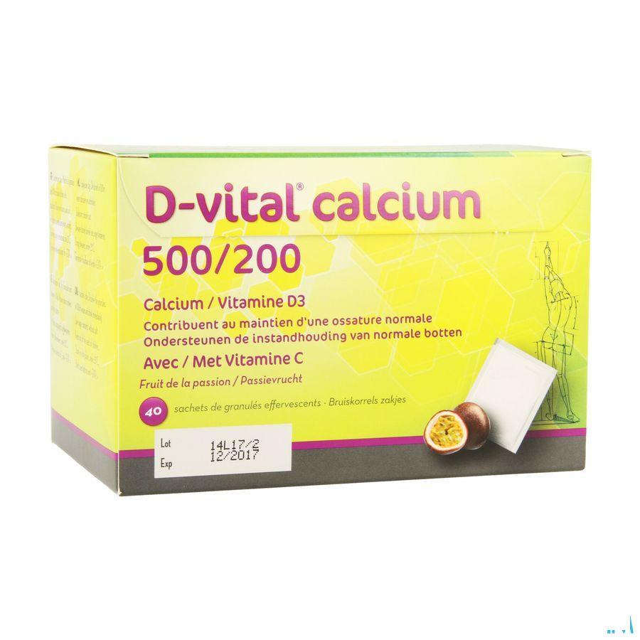 D-Vital Calcium 500/200 Passievruchten Zakjes 40  -  Depharm