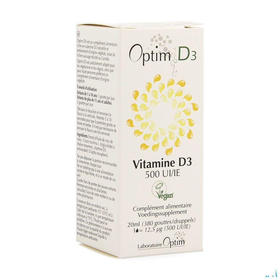 Optim D3 Vitamine D3 Vegetale 500UI Flacon 20 ml  -  Bionoto