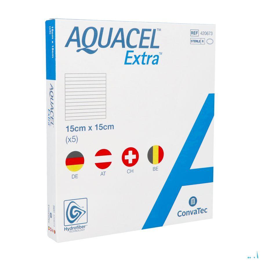 Aquacel Extra Pansement Hydrofiber + renf.fibr.15x15cm 5  -  Convatec