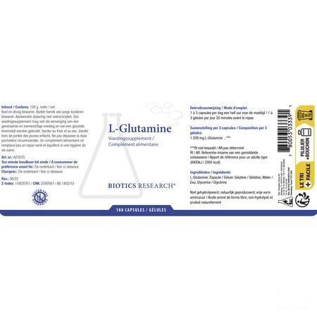 Biotics L-Glutamine 500mg 180 capsules  -  Energetica Natura