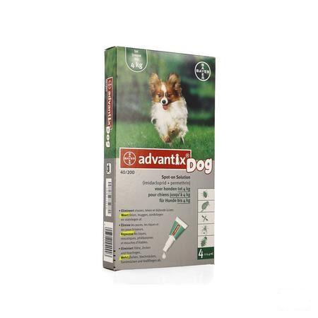 Advantix 40 - 200 Chiens < 4kg Flacon 4x0,4 ml