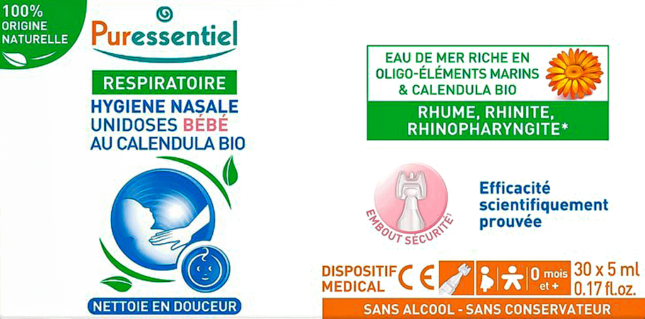 Puressentiel Ademhaling Unidose Neushyg. Baby 30X5 ml  -  Puressentiel