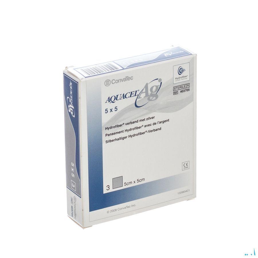 Aquacel Ag Verband Hydrofiber Ster 5x 5cm 3 403705  -  Convatec