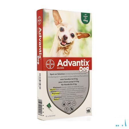 Advantix 40 - 200 Chiens < 4kg Flacon 4x0,4 ml