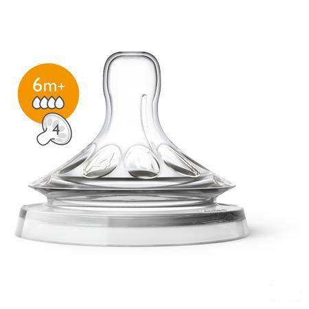 Philips Avent Natural 2.0 Zuigspeen 4 Gaatjes Scf044/27  -  Bomedys