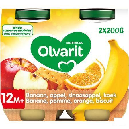 Olvarit Banaan Appel Sinaasappel Koek 2x200 gr 12m51  -  Nutricia