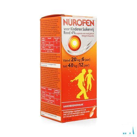 Nurofen Kind Suikervrij 4% Aardbei Orale Suspensie 150 ml