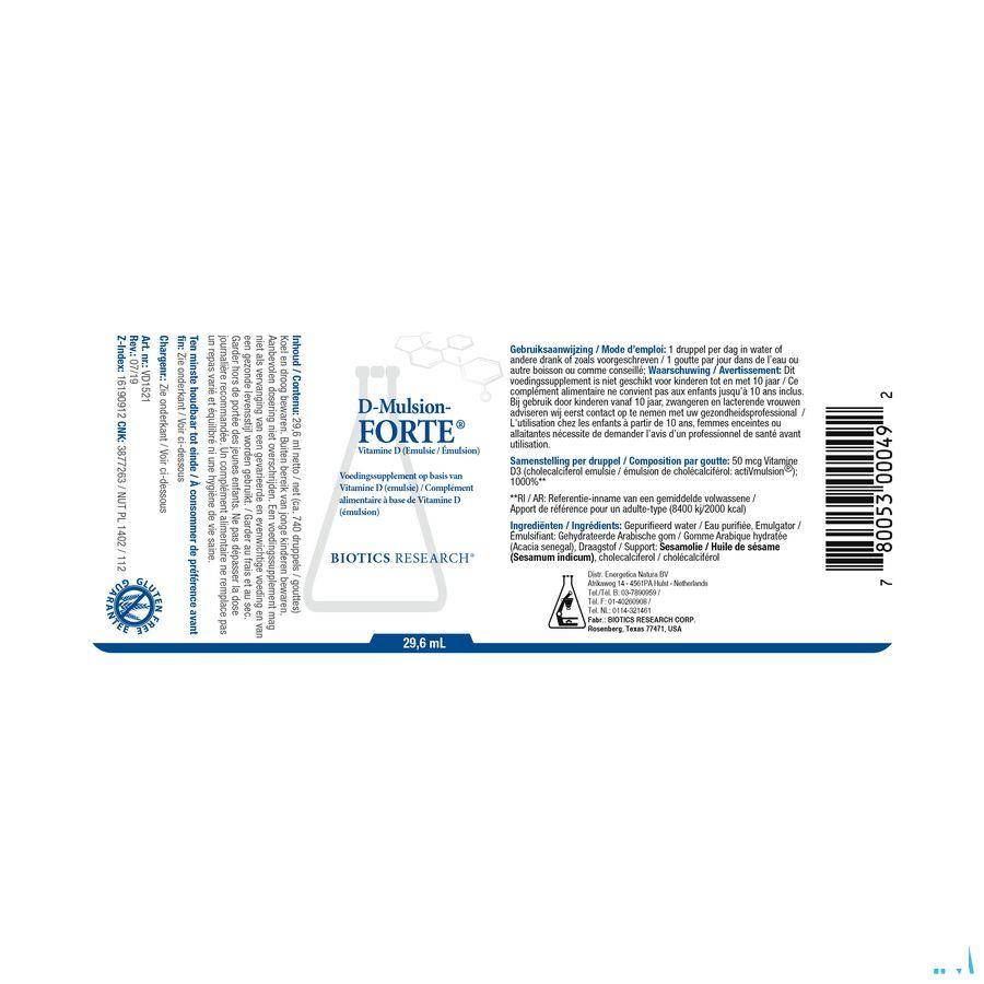Biotics D-Mulsion Forte (Vitamine D) 29.6 ml  -  Energetica Natura