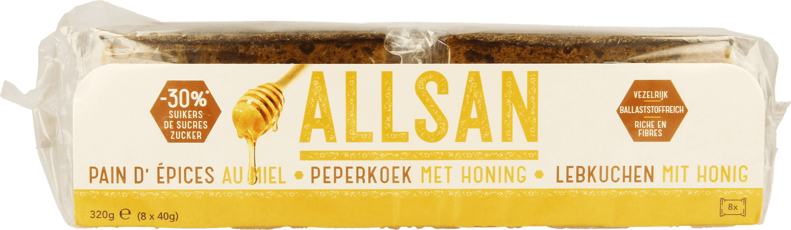 Allsan Peperkoek Honing 8x40 gr  -  Revogan