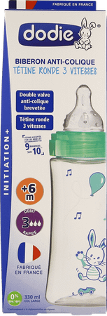 Dodie Biberon Initiation+ Vert Valentin 330 ml
