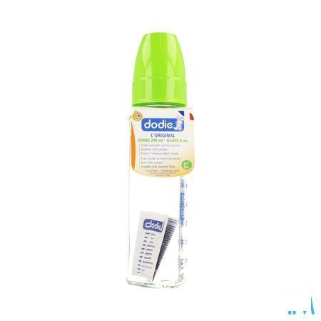 Dodie Zuigfles Glas Groen Anijs 2lftd 240 ml
