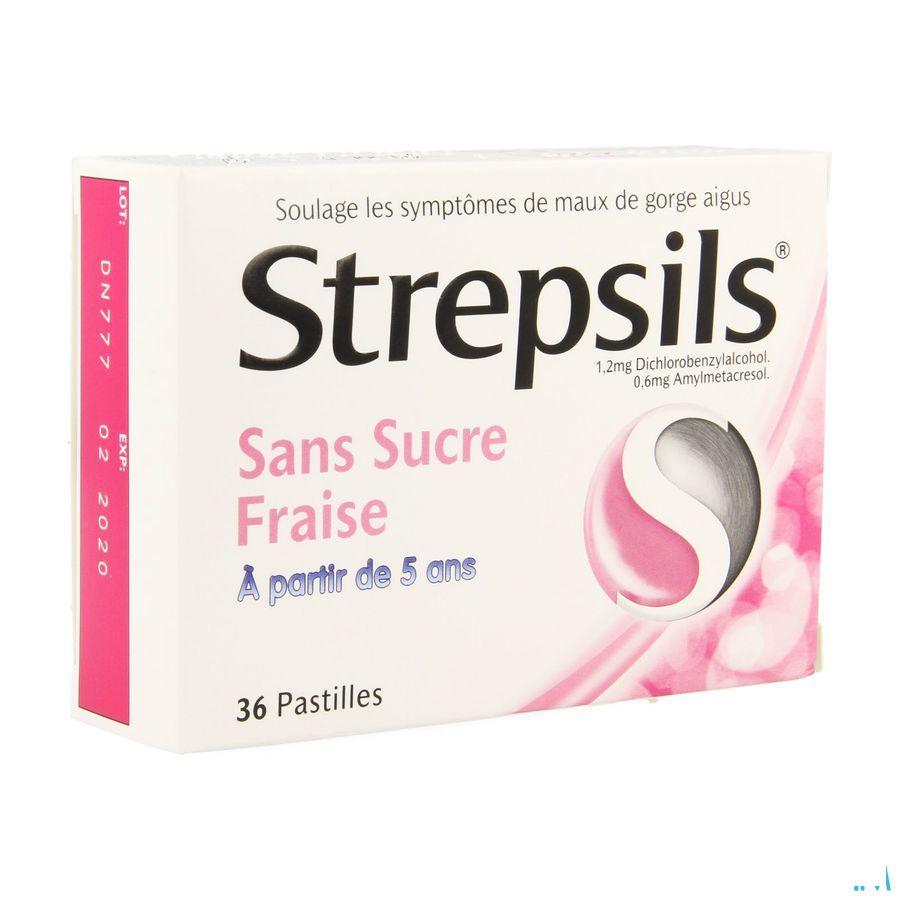 Strepsils Sans Sucre Fraise Pastille 36