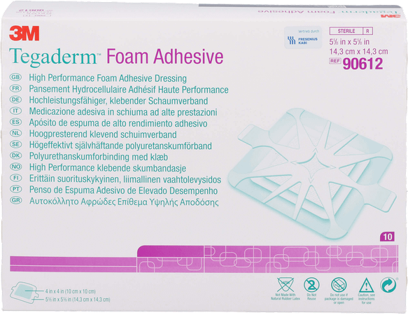 Tegaderm Foam Dressing Adhesive 14,30x14,30cm 10 90612  -  3M