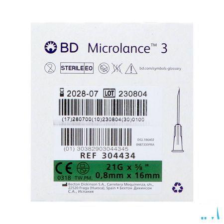 Bd Microlance 3 Naald 21G 5/8 Rb 0,8X16Mm Groen100