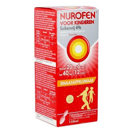 Nurofen Kind Sinaas 4% Suspensie Suikervrij 150 ml