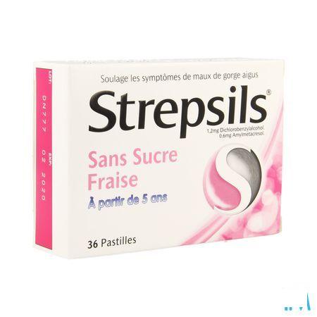 Strepsils Sans Sucre Fraise Pastille 36