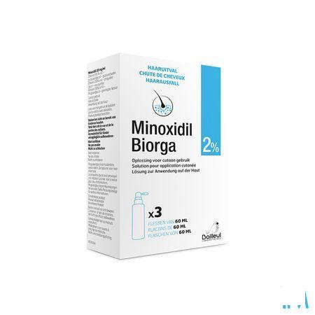 Minoxidil Biorga 2% Oplossing Cutaan Koffer Flacon 3x60 ml