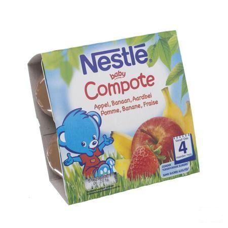 Nestle Baby Compote Appel Banaan Aardb. Pot 4x100 gr  -  Nestle