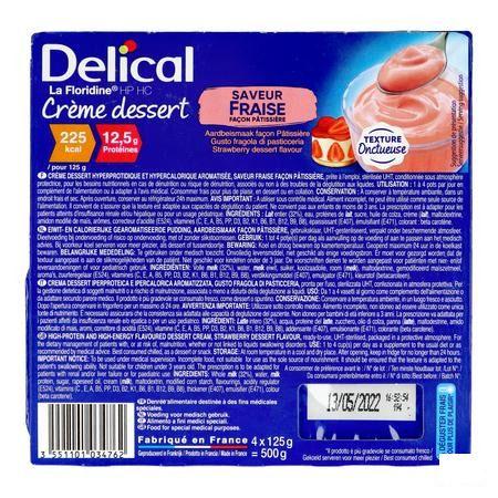 Delical Creme Dessert La Floridine Aardbei 4X125 g  -  Bs Nutrition