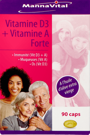 Mannavital Vitamine D3 + Vitamine A Forte Caps 90