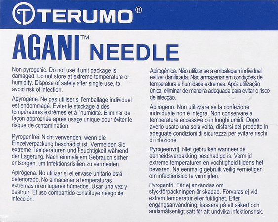 Terumo Naald Agani 21G 1 Rb Groen 100  -  Terumo Europe