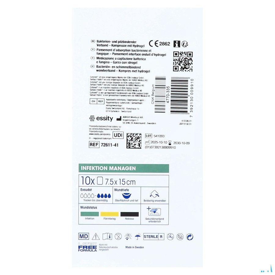 Cutimed Sorbact Hydro Gel 7,5cm x 15cm 10