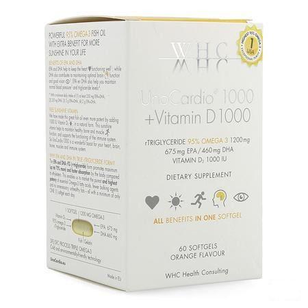 Unocardio 1000 + Vit D 1000 Softgels 60