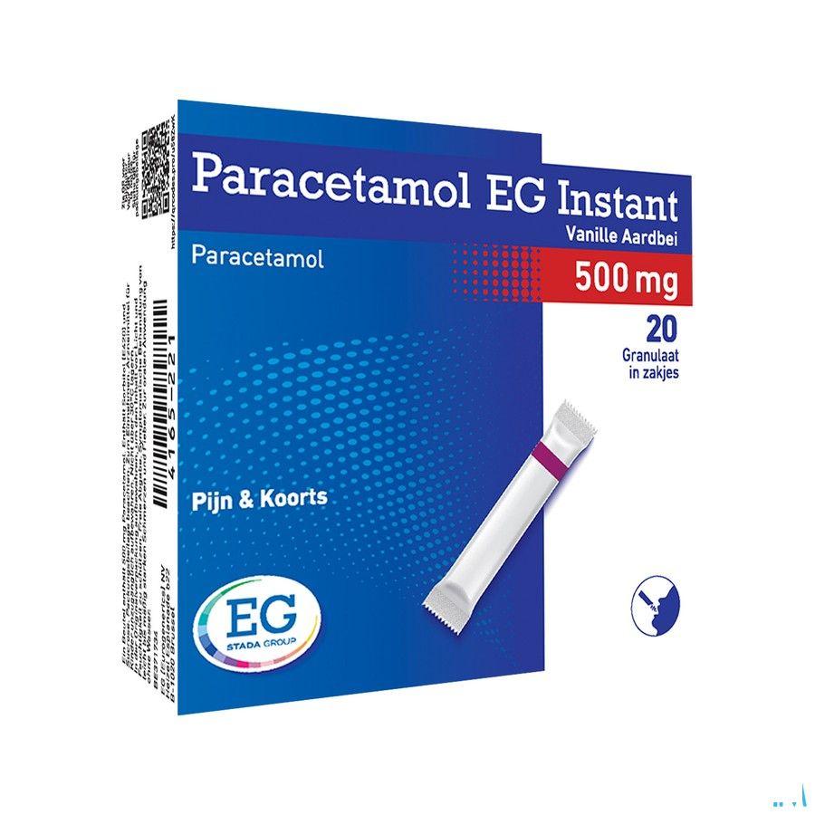 Paracetamol Eg Inst.500 mg Vanil-Aardbei Zakje 20  -  EG