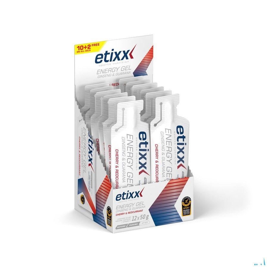 Etixx Ginseng & guarana Energy Gel Red Currant-cherry 12x50 gr