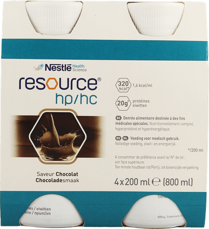 Resource Hp Hc Chocolade Fles 4x200 ml  -  Nestle