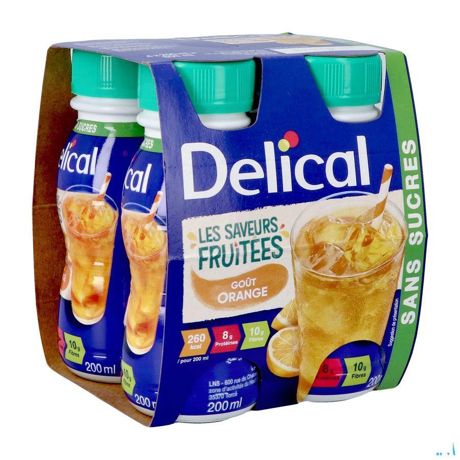 Delical Fuitdrink Z/Suiker Sinaasapp. 4X200 ml