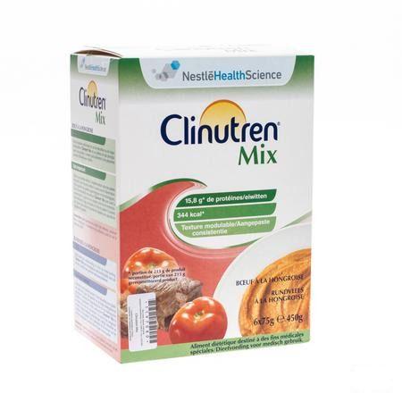 Clinutren Mix Runds Hongaars Zakje 6x75 gr  -  Nestle