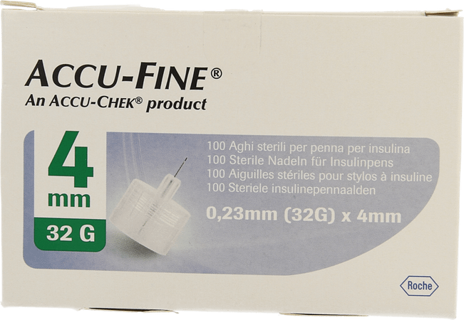 Accu Fine 32g 4mm 100  -  Roche Diagnostics