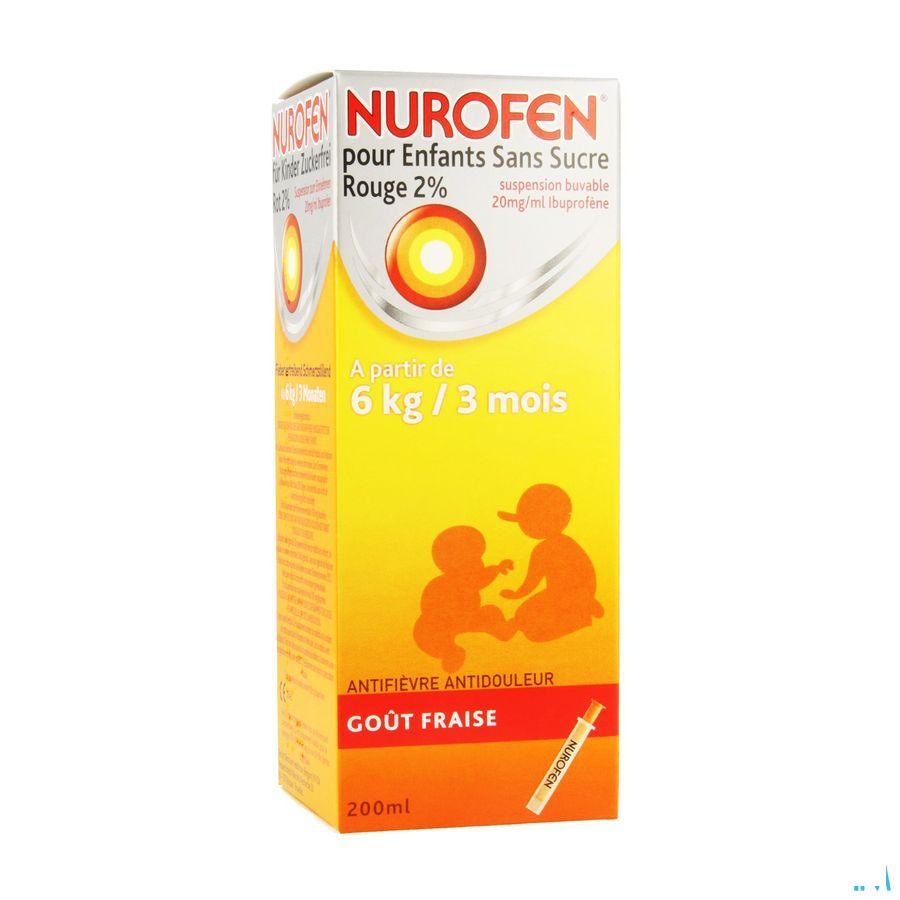 Nurofen Enfant Fraise Suspension Sans Sucre 2% 200 ml
