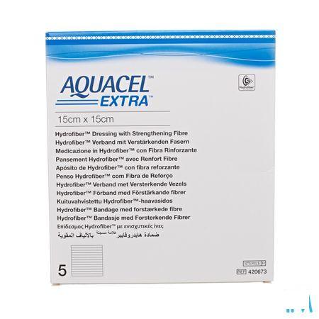 Aquacel Extra Pansement Hydrofiber + renf.fibr.15x15cm 5  -  Convatec