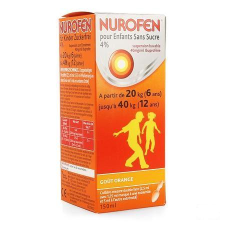 Nurofen Kind Sinaas 4% Suspensie Suikervrij 150 ml